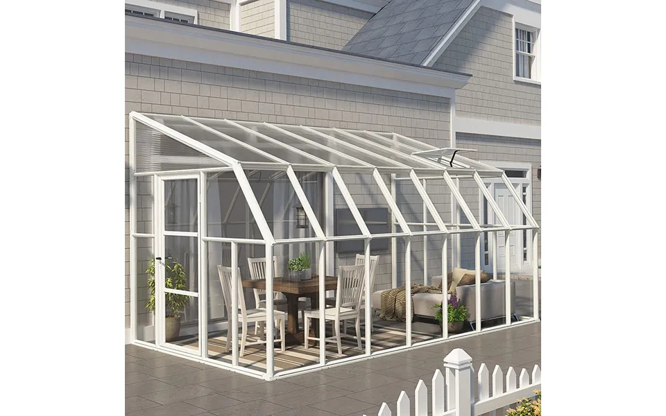 8'x14' Palram Canopia Rion White Sun Room Walk In Wall Greenhouse 2