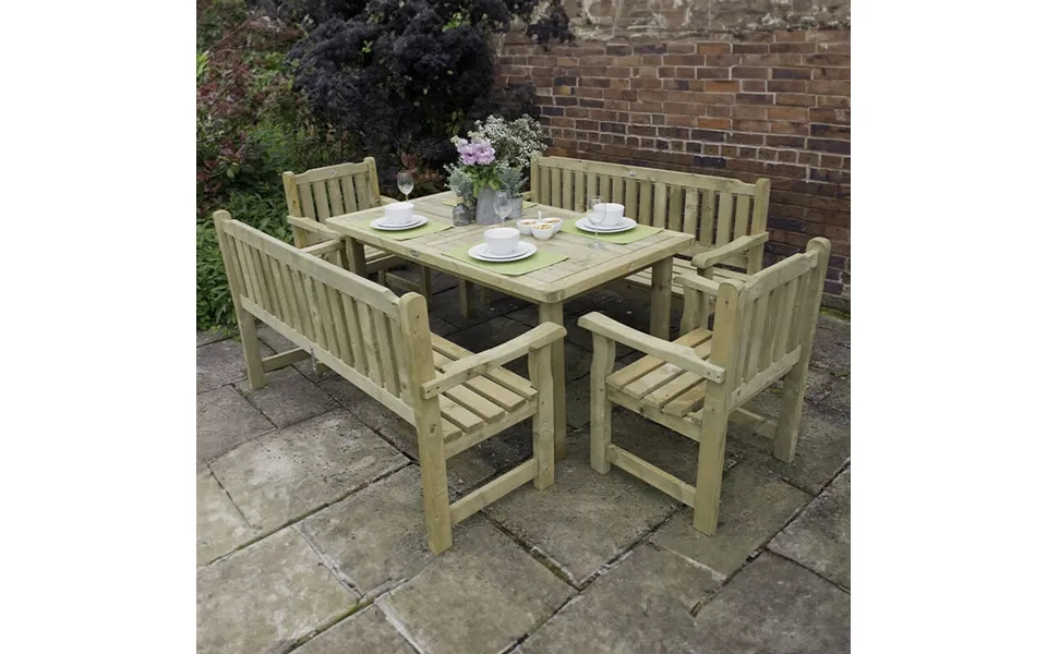 Forest Rosedene Wooden Garden Table - Benches And Chairs Set 8'9 X 6'2 2