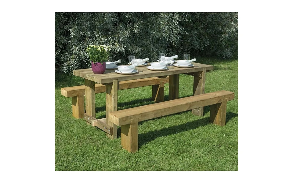 Forest Sleeper Bench & Refectory Wooden Garden Table Set 6'x2' 1