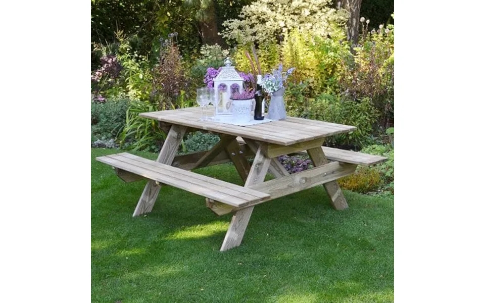 Forest Small Rectangular Wooden Garden Picnic Table 5'x5' 1.5x1