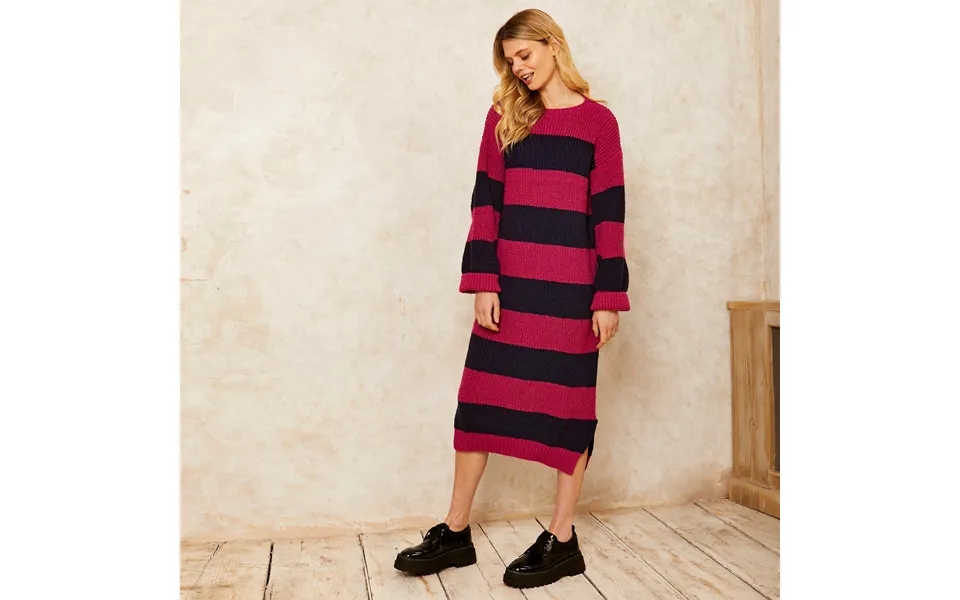 Antonia Chunky Stripe Midi Dress - Navy, Navy Medium