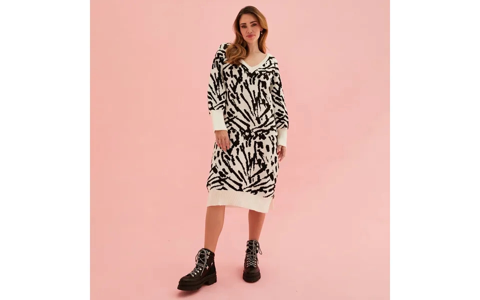 Elizabeth Abstract Jacquard Midi Dress - White, White Large