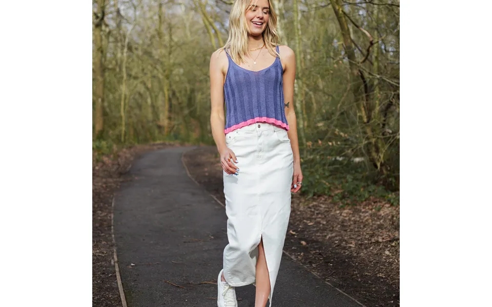 Jodie Ribbed Knitted Cami Vest - Denim, Large