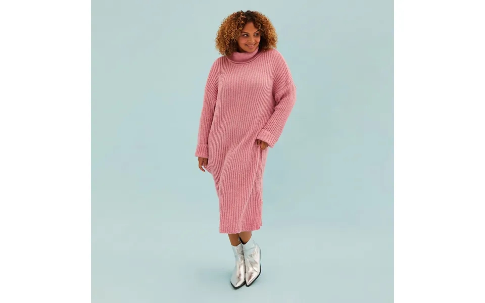 Joey Roll Neck Midi Dress - Dusky Pink, Dusky Pink Small