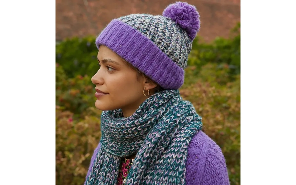Lolly Twist Beanie Bobble Hat - Purple