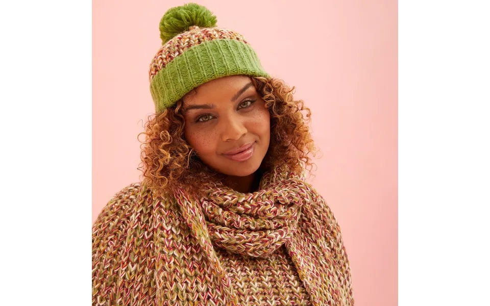 Lolly Twist Beanie Bobble Knitted Hat - Olive Green
