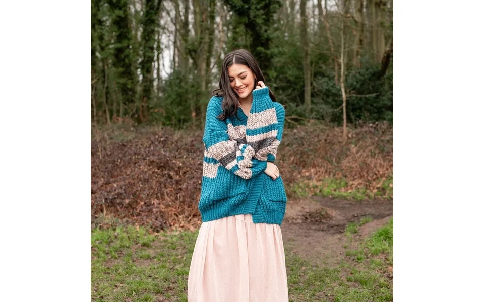 Resale Allie Chunky Stripe Cardigan - Teal