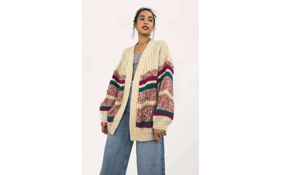 Resale Mya Chunky Stripe Cardigan - Beige Small 1