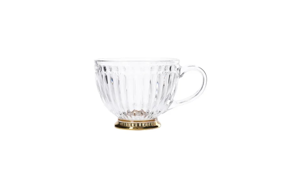 Glass Cup Homla Barrel With Stripes And A Golden Base - 360 Ml