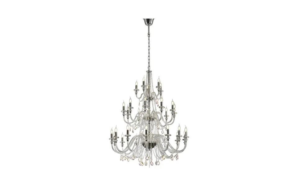 Aldrich 112cm 3 Tier Chandelier 29 Light E14 Polished Chrome Clear Glass Crystal Luxuria