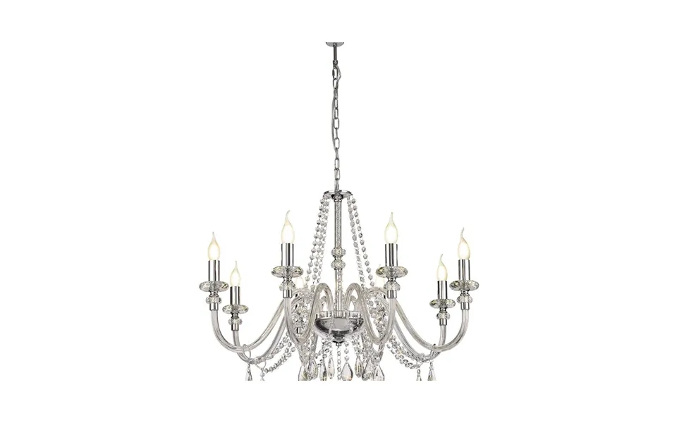 Aldrich 81cm Chandelier Pendant 8 Light E14 Polished Chrome Clear Glass Crystal Luxuria