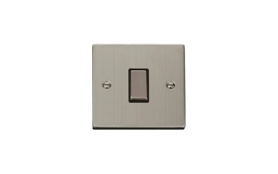 Click Deco 1 Gang 2 Way Ingot 10ax Switch Stainless Steel Black Inserts