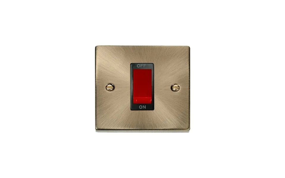 Click Deco 1 Gang 45a Double Pole Switch Antique Brass Insert Black