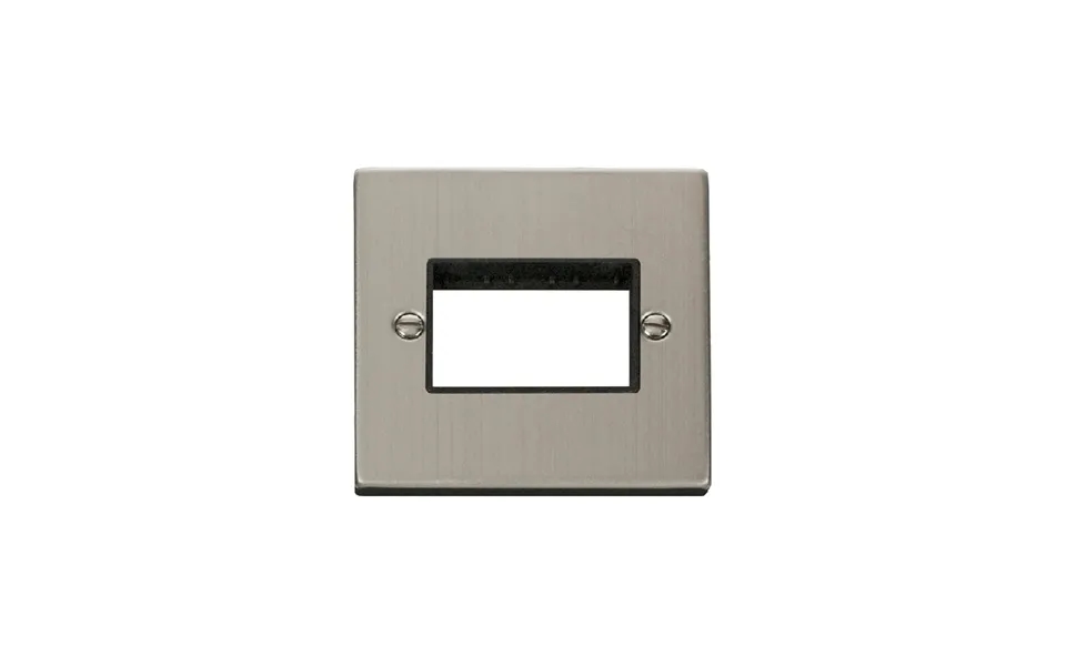 Click Deco 1 Gang Minigrid Triple Aperture Unfurnished Plate Stainless Steel Black Inserts