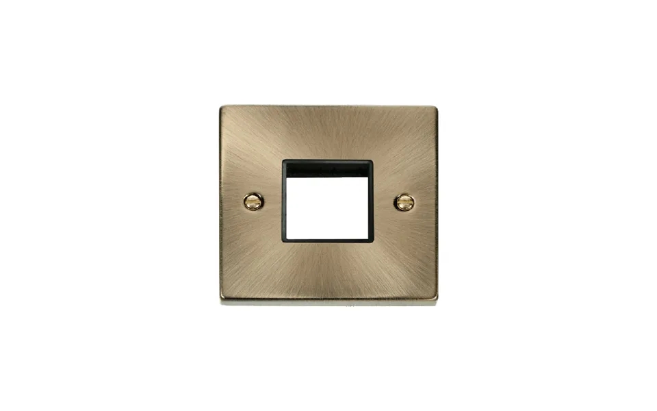 Click Deco 1 Gang Minigrid Twin Aperture Unfurnished Plate Antique Brass Black Inserts