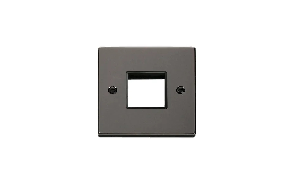 Click Deco 1 Gang Minigrid Twin Aperture Unfurnished Plate Black Nickel Black Inserts