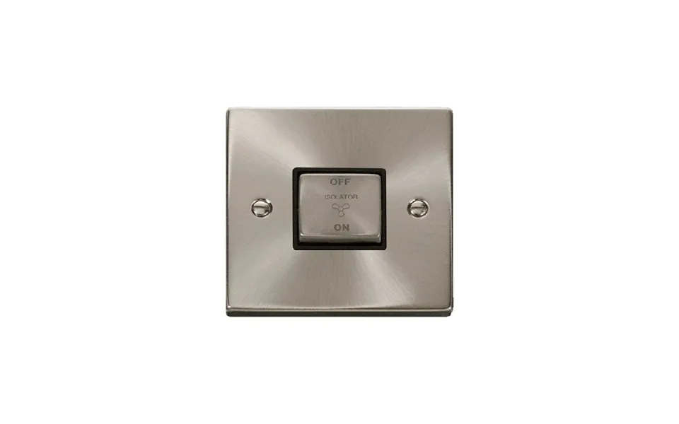 Click Deco 10a 1g 'ingot' 3p Fan Isolation Switch Satin Chrome Insert Black