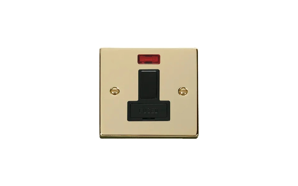 Click Deco 13a Dp Switched Fused Connection Unit With Neon Polished Brass Insert Black