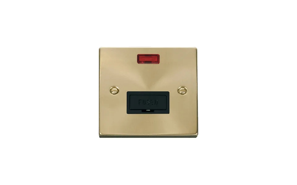Click Deco 13a Fused Connection Unit With Neon Satin Brass Insert Black