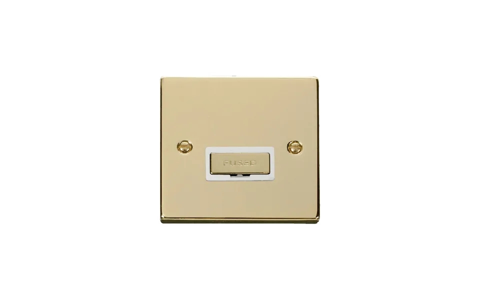 Click Deco 13a Fused 'ingot' Connection Unit Polished Brass Insert White