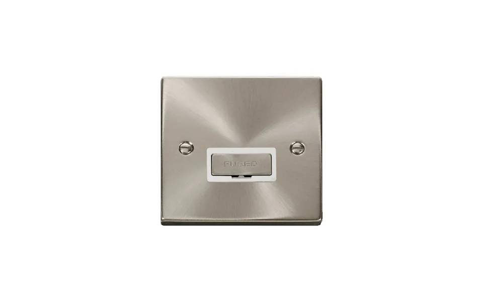 Click Deco 13a Fused 'ingot' Connection Unit Satin Chrome Insert White