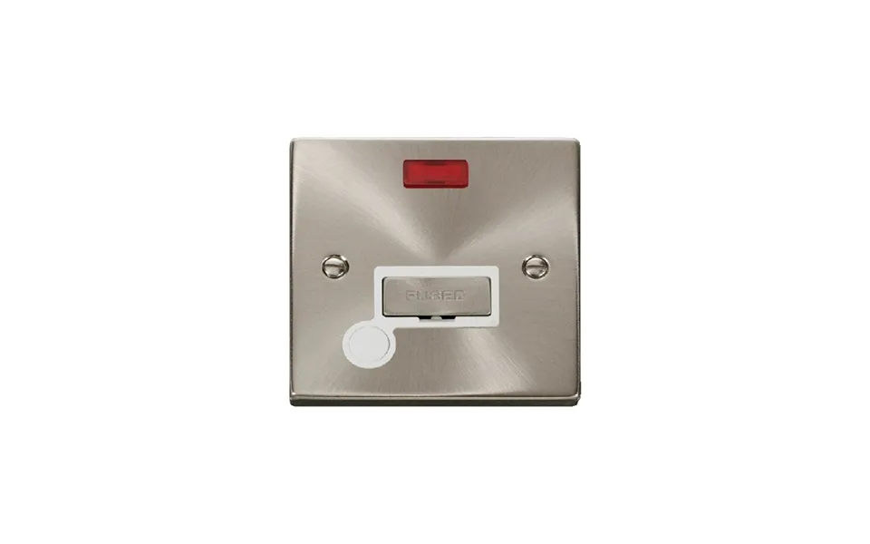 Click Deco 13a Fused 'ingot' Connection Unit With Flex Outlet & Neon Satin Chrome Insert White