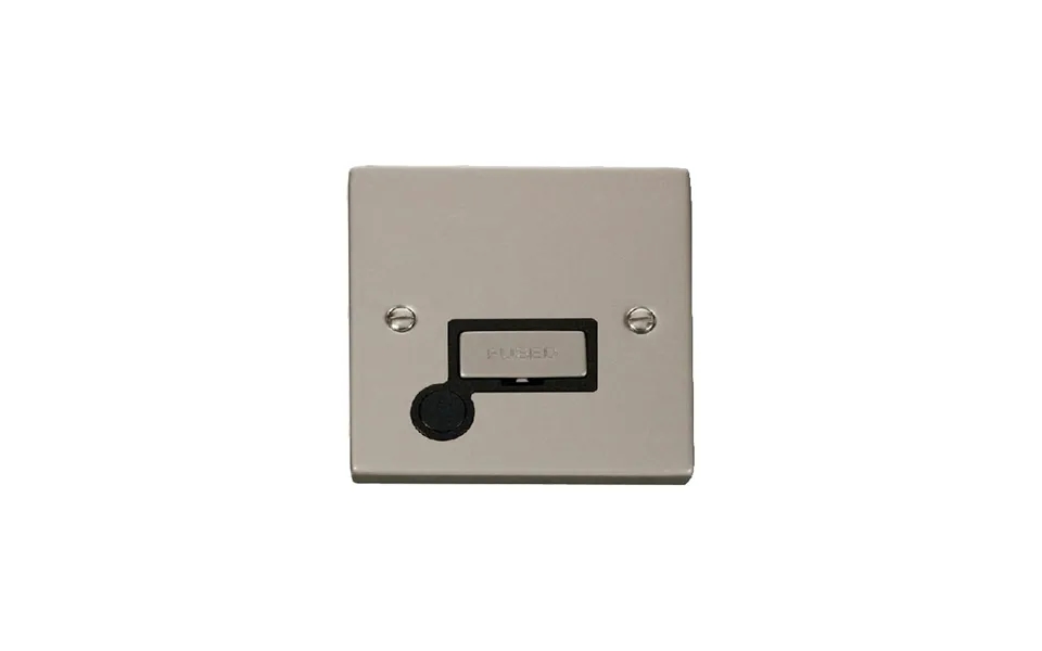 Click Deco 13a Fused 'ingot' Connection Unit With Flex Outlet Pearl Nickel Insert Black