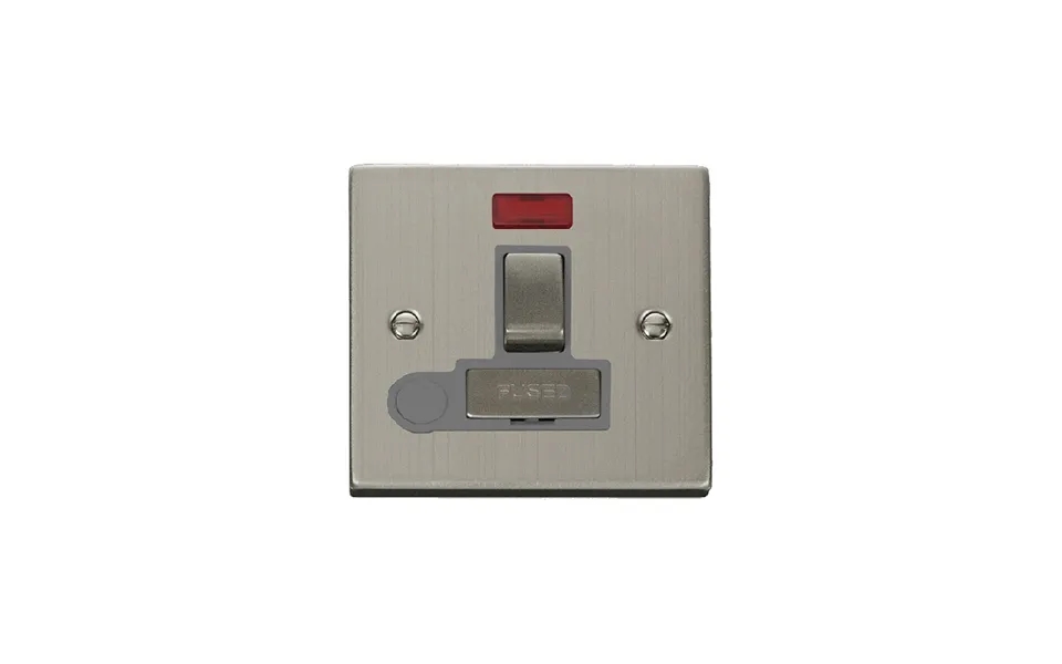 Click Deco 13a Fused 'ingot' Dp Switched Connection Unit With Flex Outlet & Neon Stainless Steel Insert Grey
