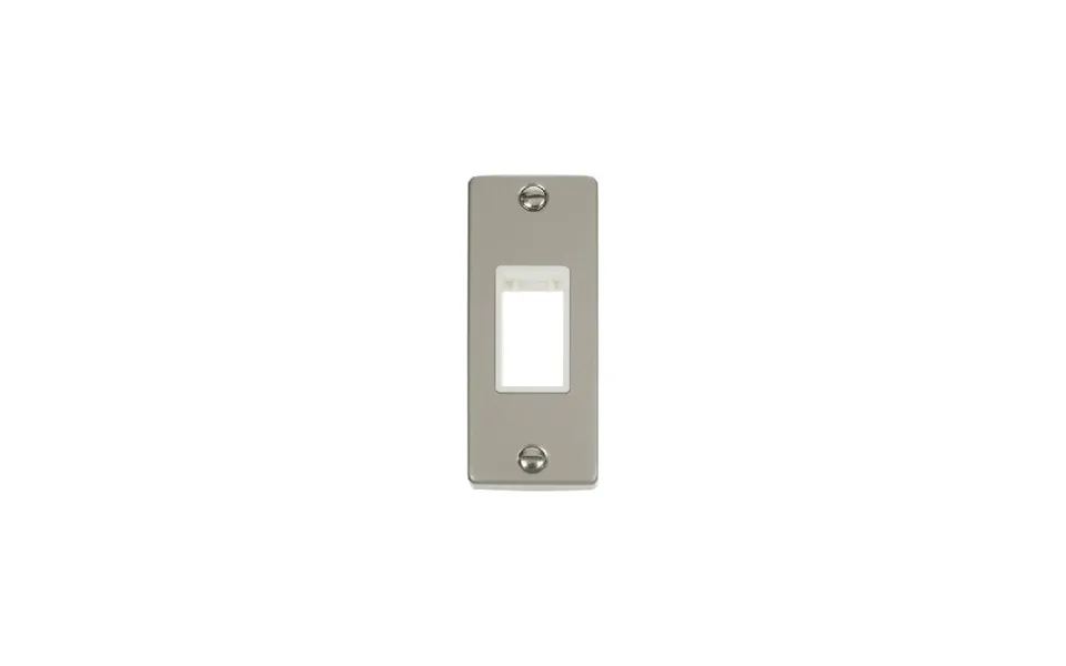 Click Deco 1g Minigrid Single Aperture Unfurnished Architrave Plate Pearl Nickel White Inserts
