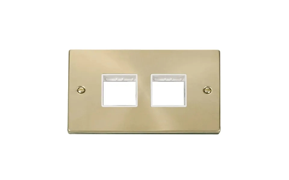 Click Deco 2 Gang Plate 2 X 2 Aperture Unfurnished Plate Satin Brass White Inserts