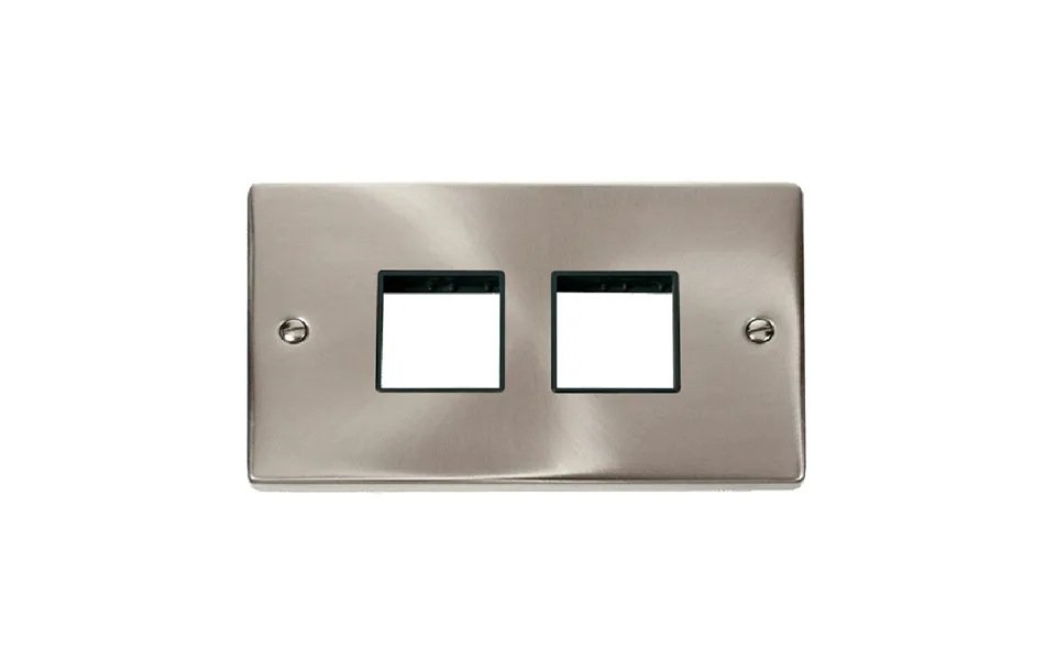 Click Deco 2 Gang Plate 2 X 2 Aperture Unfurnished Plate Satin Chrome Black Inserts