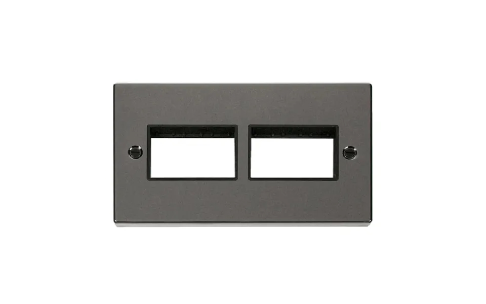 Click Deco 2 Gang Plate 2 X 3 Aperture Unfurnished Plate Black Nickel Black Inserts