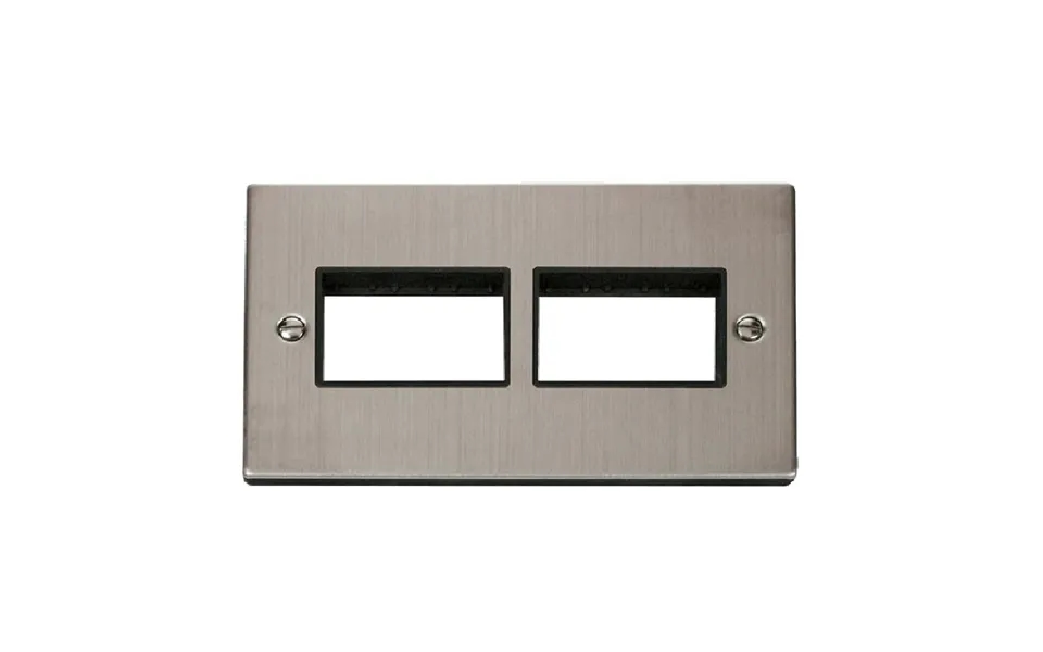 Click Deco 2 Gang Plate 2 X 3 Aperture Unfurnished Plate Stainless Steel Black Inserts
