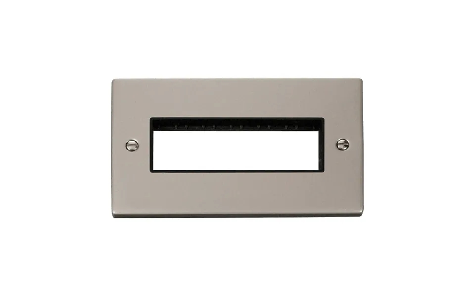 Click Deco 2 Gang Plate 6 Aperture Unfurnished Plate Pearl Nickel Black Inserts