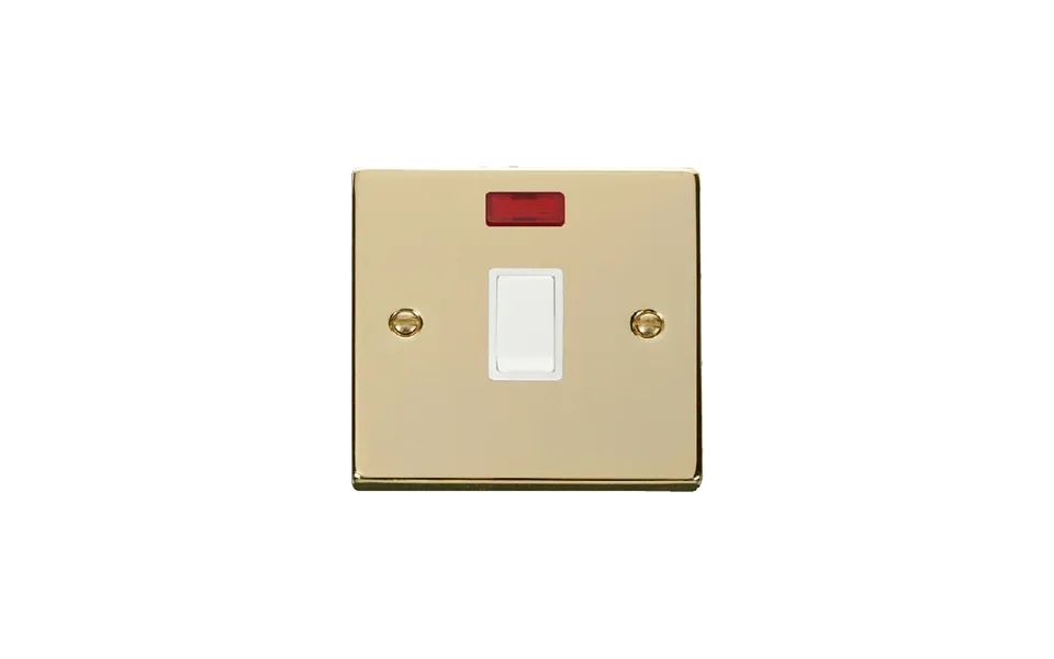 Click Deco 20a 1 Gang Dp Switch With Neon Polished Brass Insert White