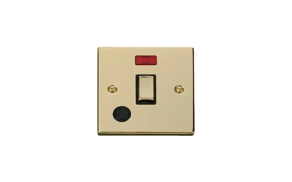 Click Deco 20a 1 Gang Dp 'ingot' Switch With Flex Outlet And Neon Polished Brass Insert Black