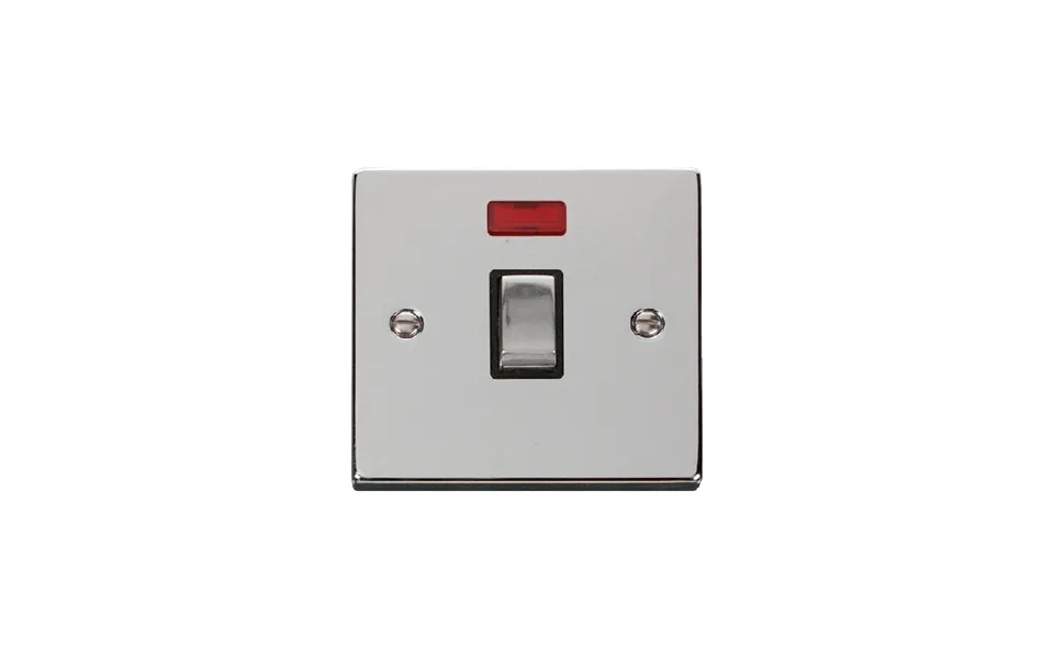 Click Deco 20a 1 Gang Dp 'ingot' Switch With Neon Polished Chrome Insert Black