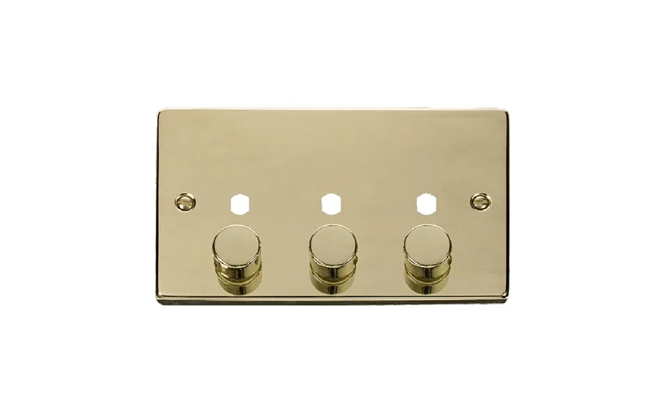 Click Deco 3 Gang Unfurnished Dimmer Plate And Knob 1200w Max Polished Brass