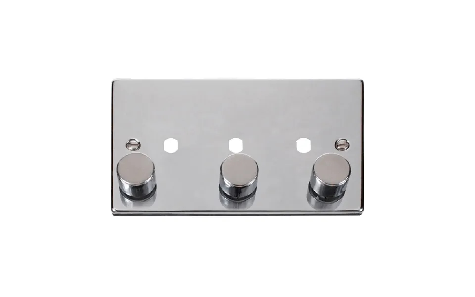 Click Deco 3 Gang Unfurnished Dimmer Plate And Knob 1200w Max Polished Chrome