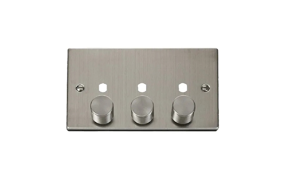 Click Deco 3 Gang Unfurnished Dimmer Plate And Knob 1200w Max Stainless Steel