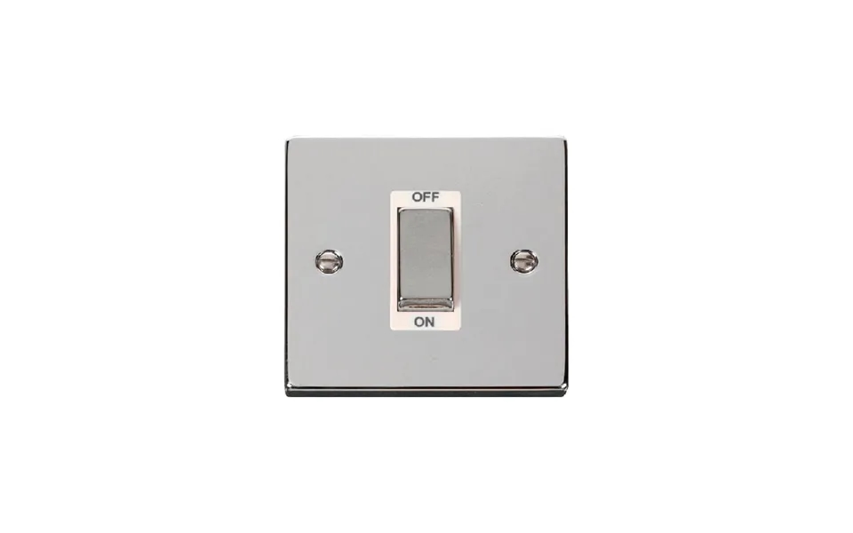 Click Deco 45a Ingot 1 Gang Dp Switch Polished Chrome Insert White