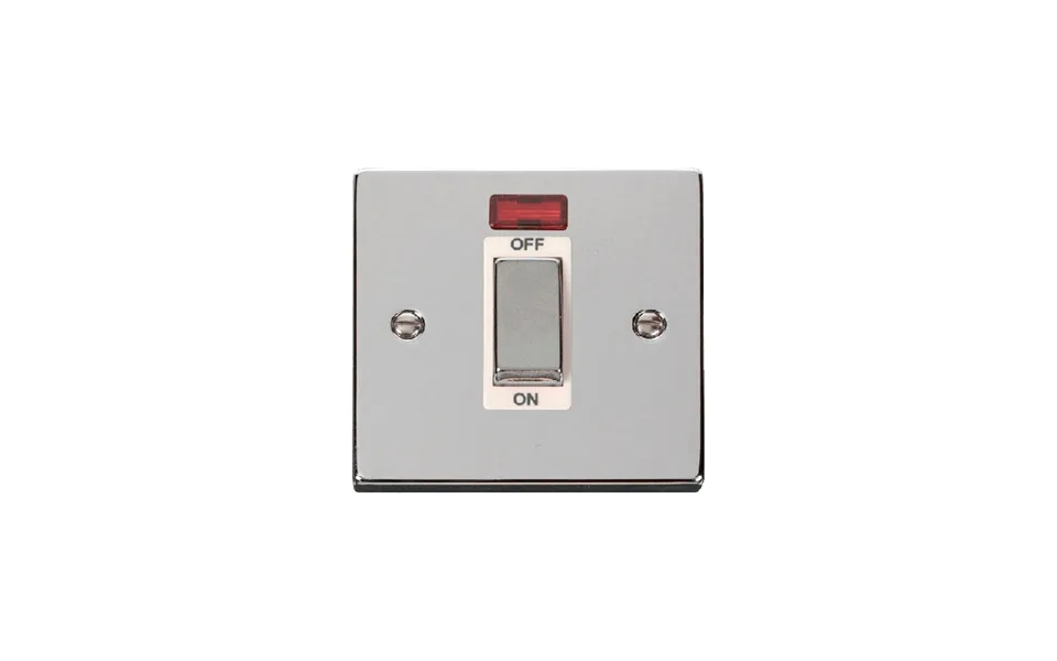 Click Deco 45a Ingot 1 Gang Dp Switch With Neon Polished Chrome Insert White