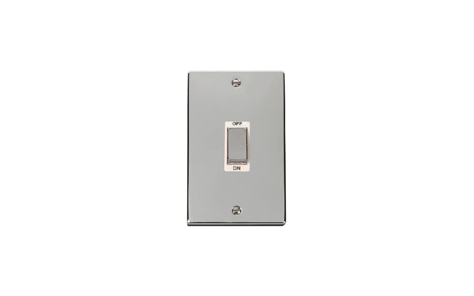 Click Deco 45a Ingot 2 Gang Dp Switch Polished Chrome Insert White