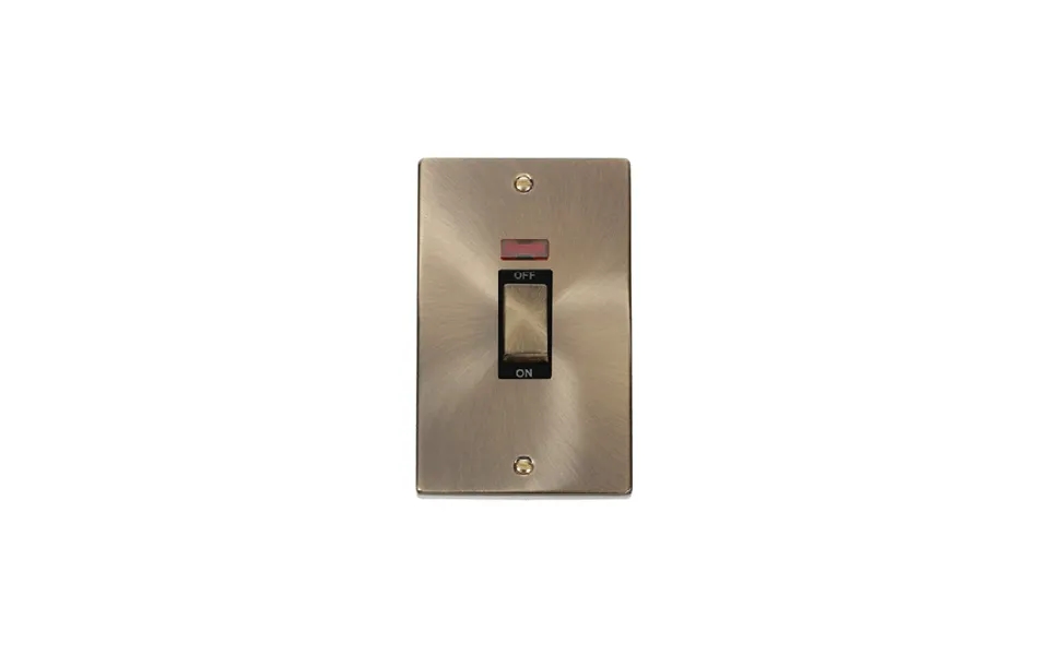 Click Deco 45a Ingot 2 Gang Dp Switch With Neon Antique Brass Insert Black