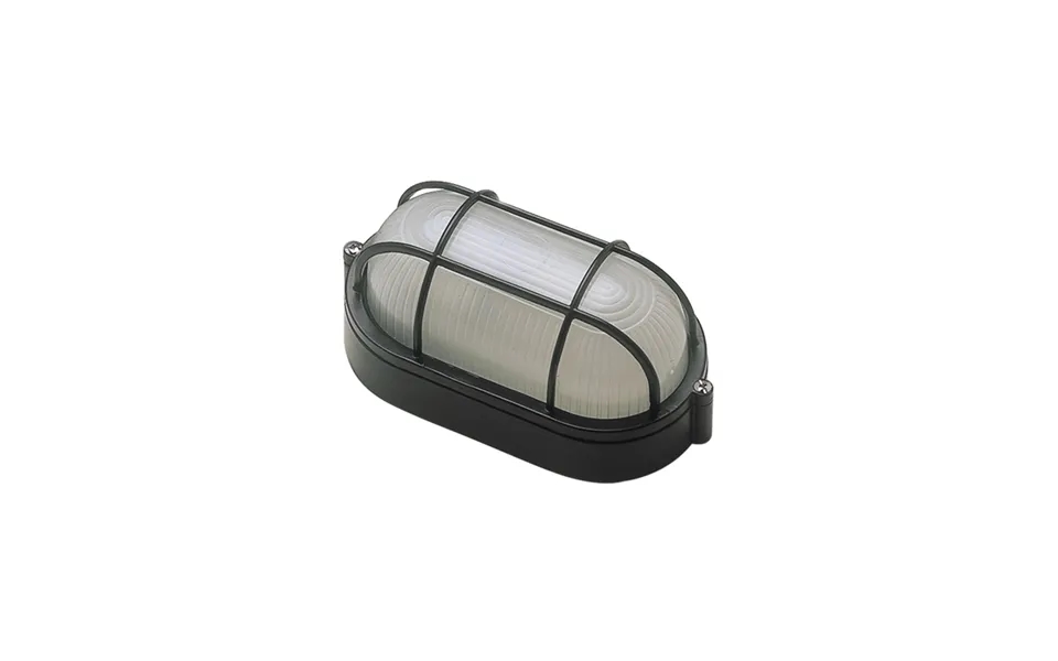 E27 Oval Bulkhead With Guard Black Ovia