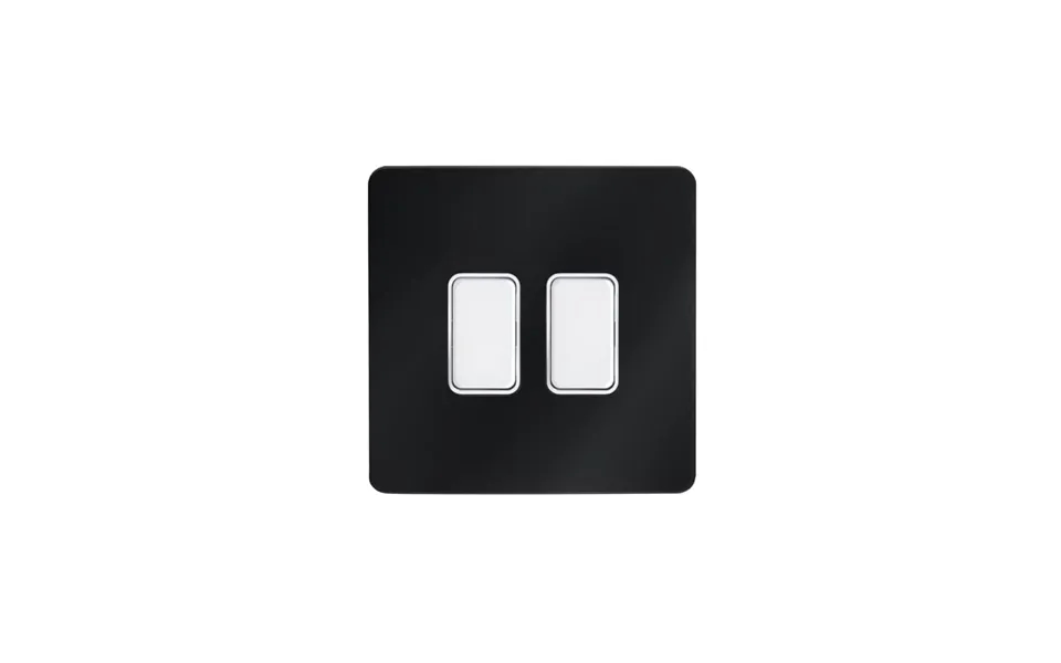 Forum 2 Gang Black Chrome Decorative Cover With White Switch Non-dimmable