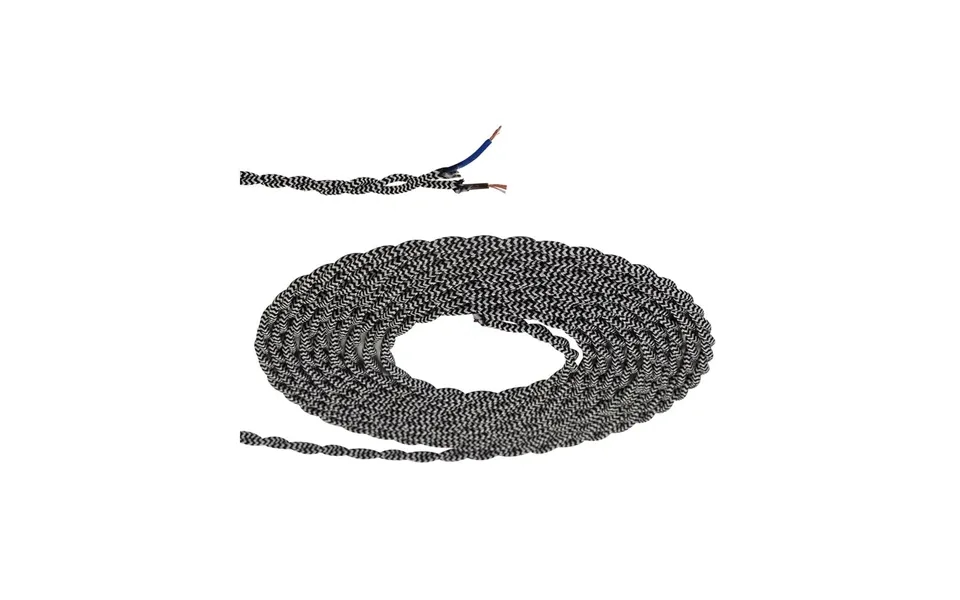 Glorelle 1m Black & White Wave Stripe Braided Twisted 2 Core 0