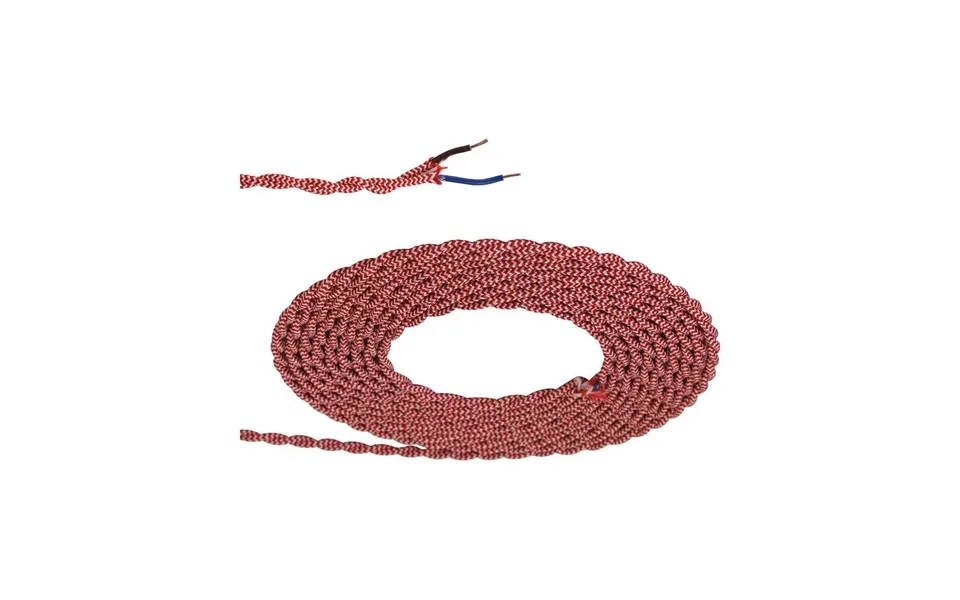 Glorelle 1m Red & White Wave Stripe Braided Twisted 2 Core 0
