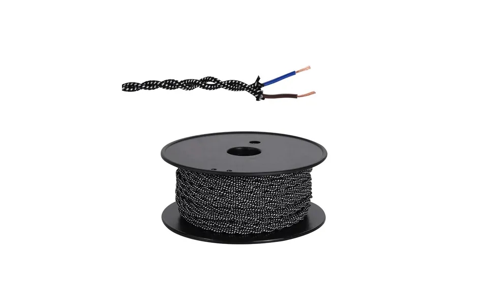Glorelle 25m Roll Black & White Braided Twisted 2 Core 0.75mm Cable Luxuria