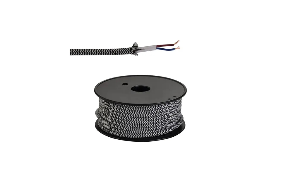 Glorelle 25m Roll Black & White Wave Stripes Braided 2 Core 0